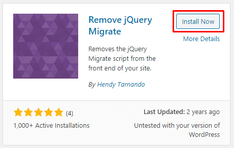 安装删除 jQuery Migrate 插件